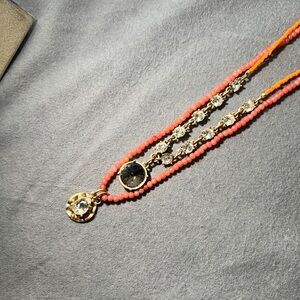 Elegant Gold and Orange Beaded Necklace